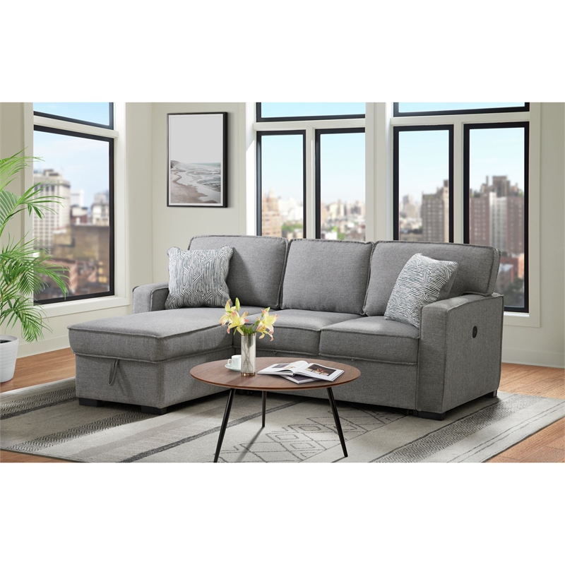 Picket House Furnishings Parque Sectional Sleeper Chofa with Pull Bed in Steel