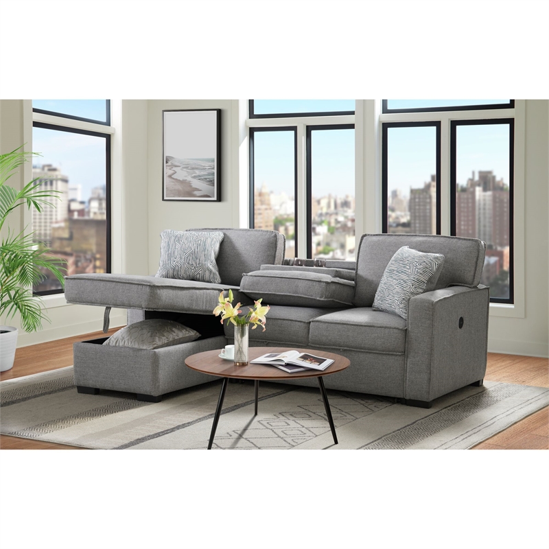 Picket House Furnishings Parque Sectional Sleeper Chofa with Pull Bed in Steel