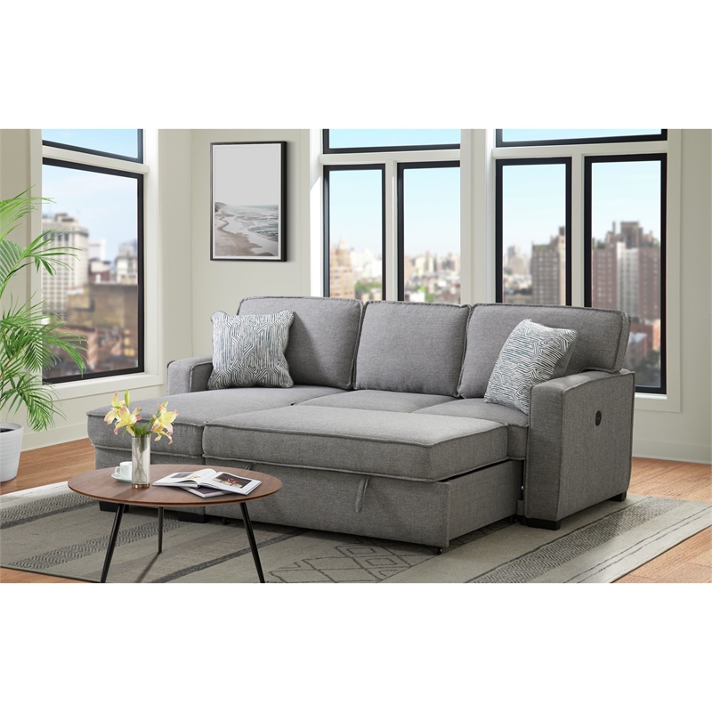 Picket House Furnishings Parque Sectional Sleeper Chofa with Pull Bed in Steel