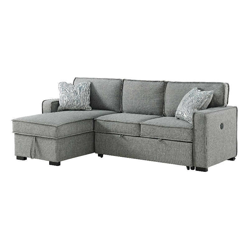 Picket House Furnishings Parque Sectional Sleeper Chofa with Pull Bed in Steel