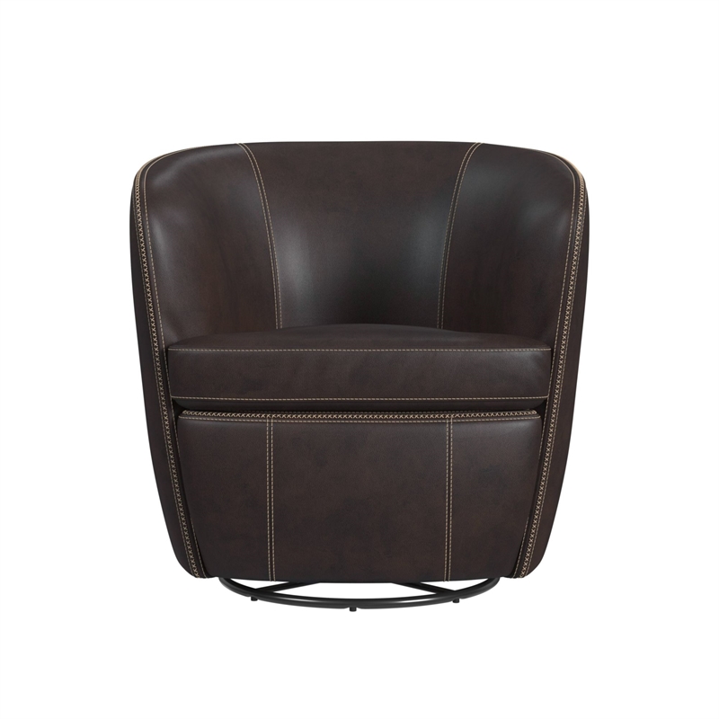 Picket House Furnishings Zenith Swivel Chair in Pebble Brown