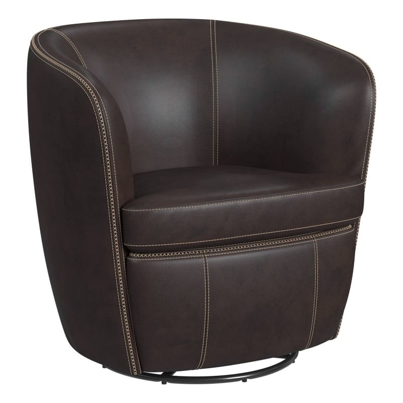 Picket House Furnishings Zenith Swivel Chair in Pebble Brown