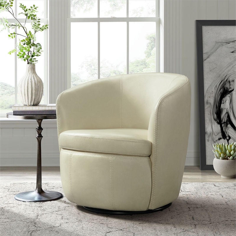Picket House Furnishings Zenith Swivel Chair in Pebble Cream