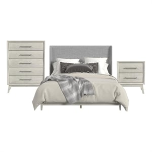 Picket House Furnishings Clare King 3PC Bedroom Set with Grey Fabric in Almond