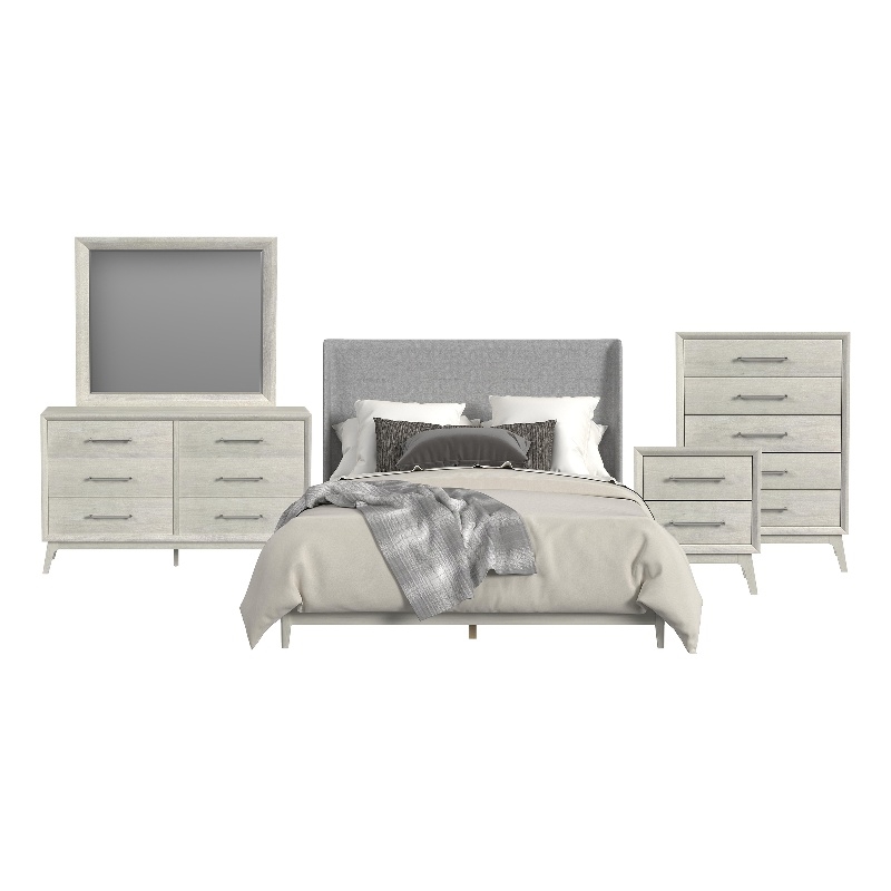 Picket House Furnishings Clare King 5PC Bedroom Set with Grey Fabric in Almond