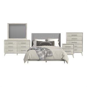 Picket House Furnishings Clare King 5PC Bedroom Set with Grey Fabric in Almond