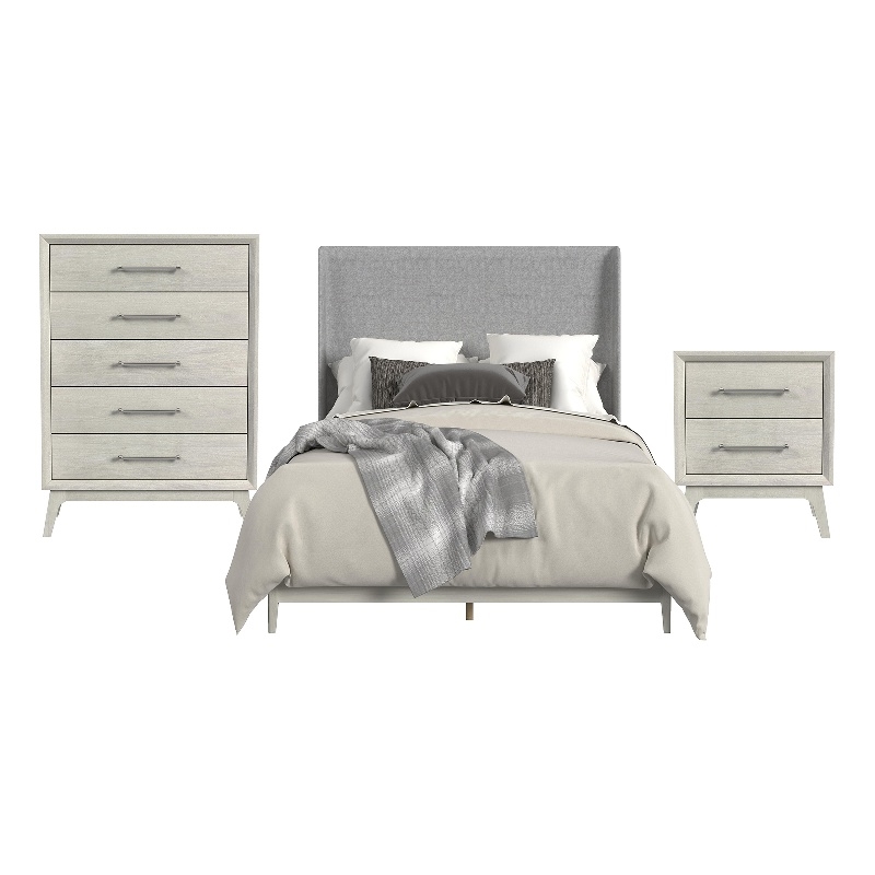 Picket House Furnishings Clare Queen 3PC Bedroom Set with Grey Fabric in Almond