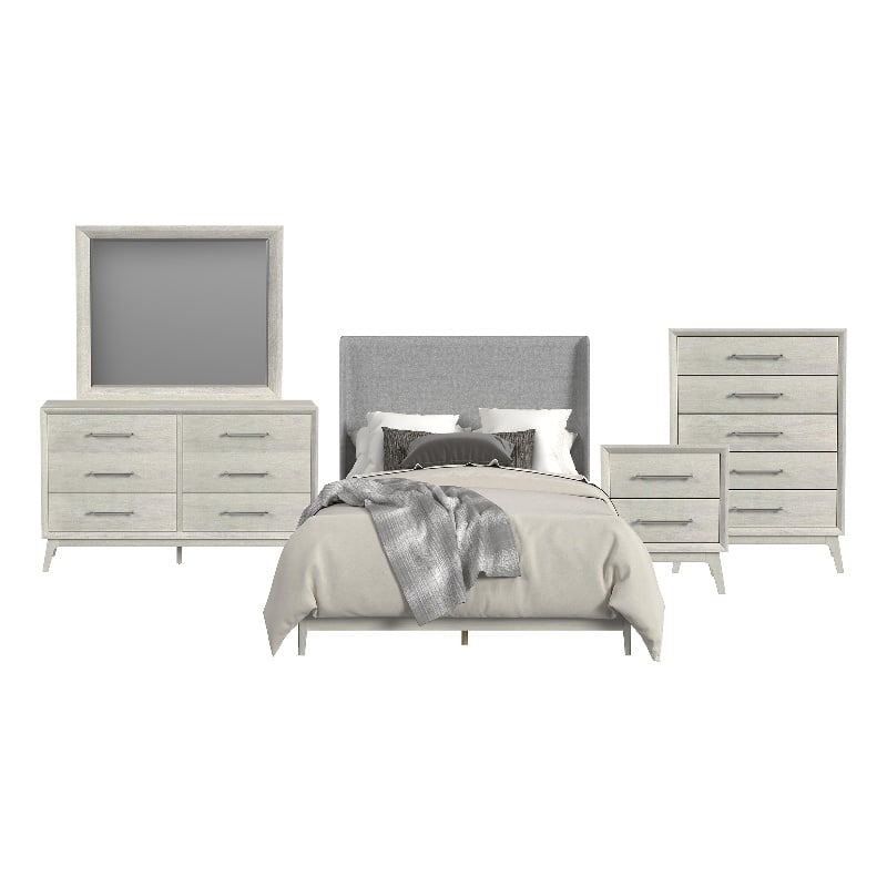 Picket House Furnishings Clare Queen 5PC Bedroom Set with Grey Fabric in Almond