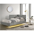 Picket House Furnishings Juniper Twin UPH Corner Bed with LED and USB in Grey