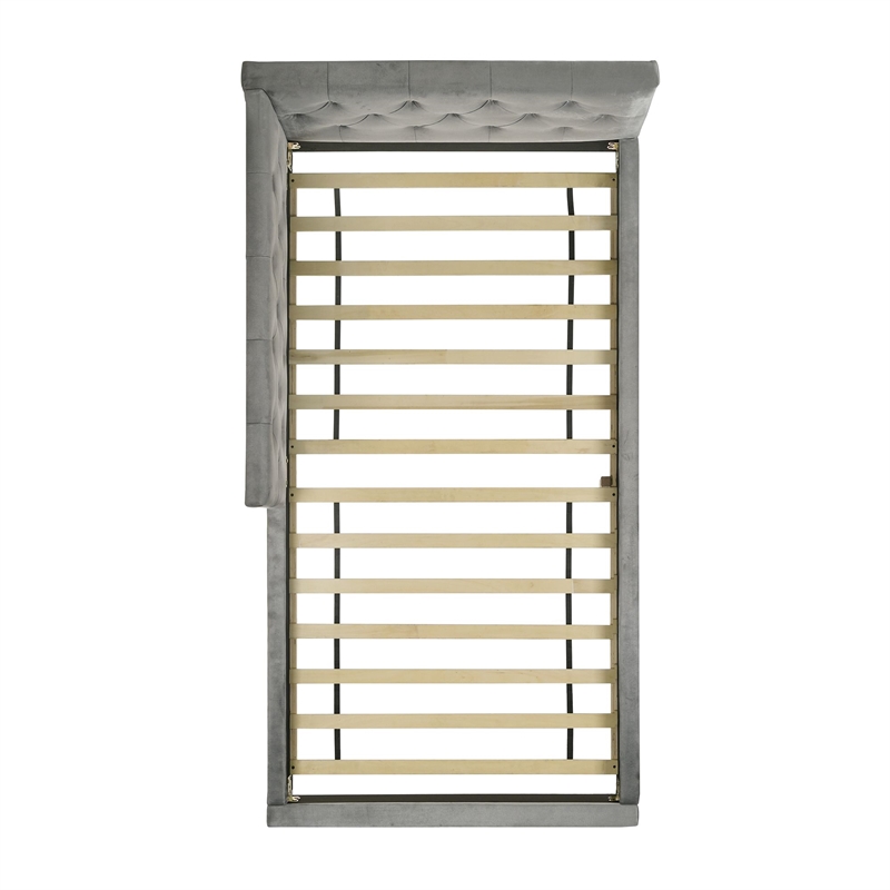 Picket House Furnishings Juniper Twin UPH Corner Bed with LED and USB in Grey