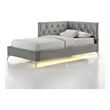 Picket House Furnishings Juniper Twin UPH Corner Bed with LED and USB in Grey