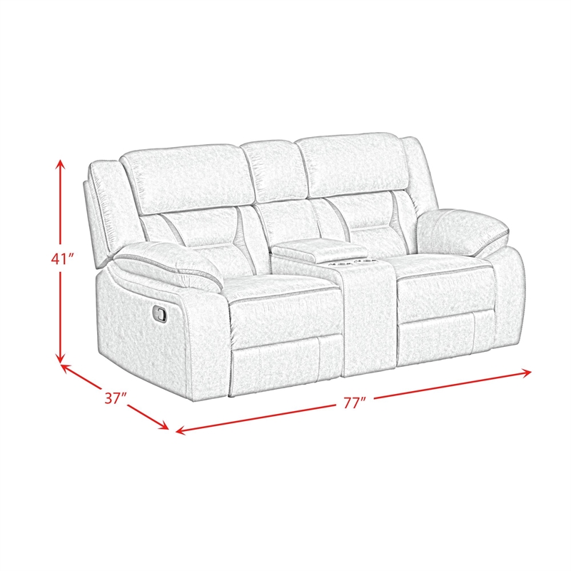 Picket House Furnishings Kaoru Motion Loveseat with Console in Corral Gray