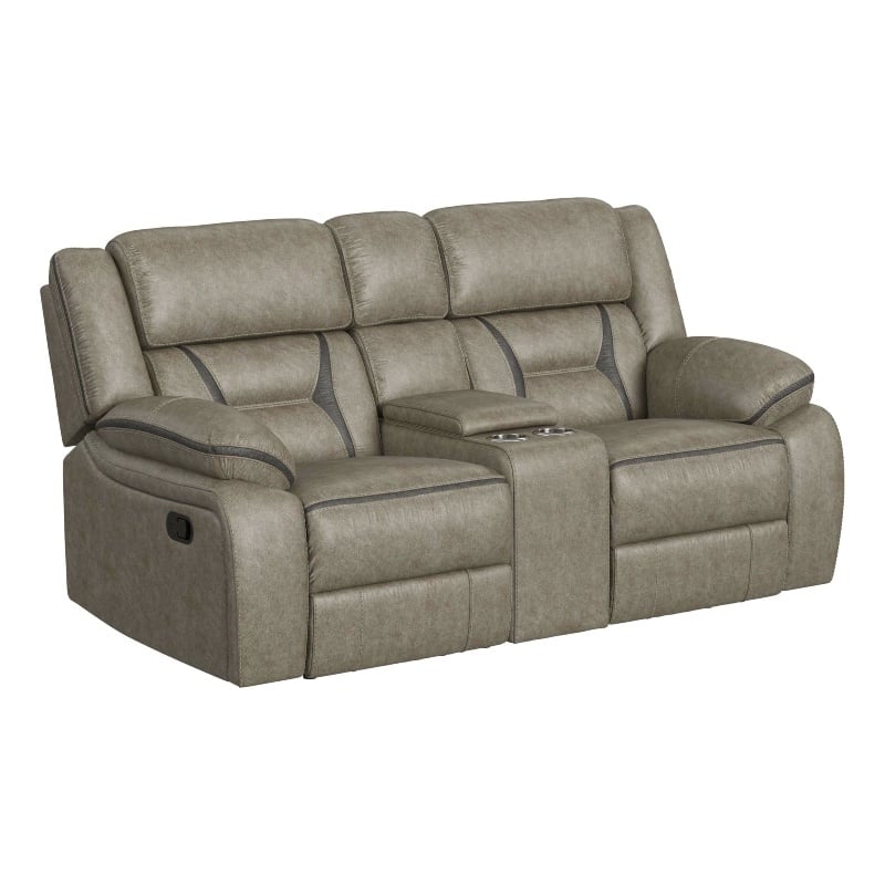 Picket House Furnishings Kaoru Motion Loveseat with Console in Corral Gray