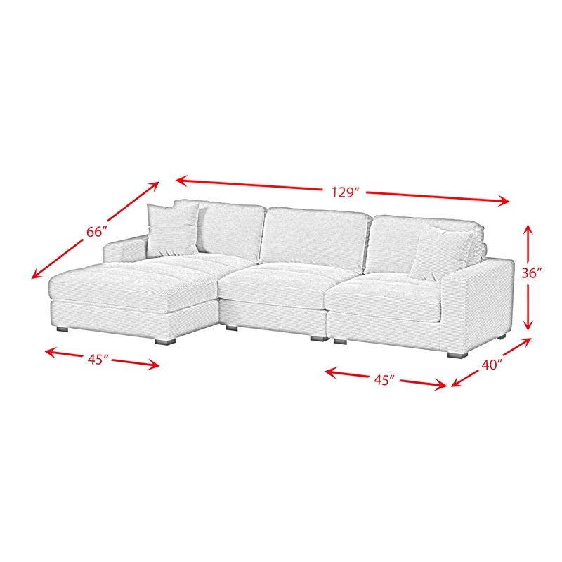 Picket House Furnishings Mesa Modular 3PC Sectional Set with LHF Chaise - Beige