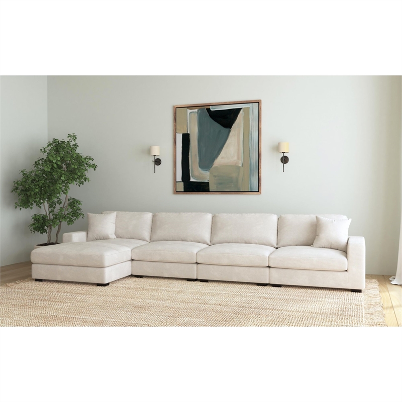 Picket House Furnishings Mesa Modular 4PC Sectional Set with LHF Chaise - Beige