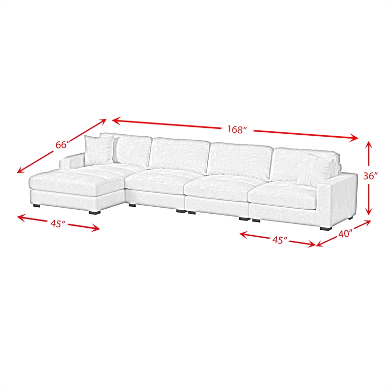 Picket House Furnishings Mesa Modular 4PC Sectional Set with LHF Chaise - Beige