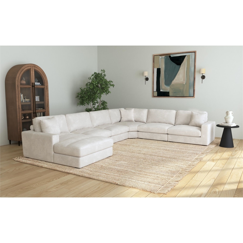 Picket House Furnishings Mesa Modular 6PC Sectional Set with LHF Chaise - Beige