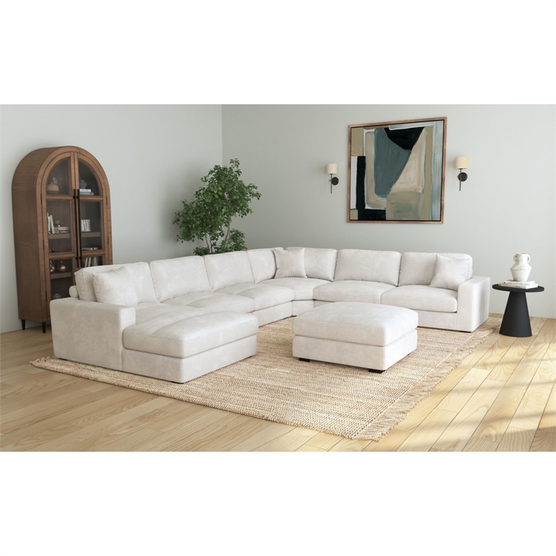 Picket House Furnishings Mesa Modular 7PC Sectional Set with LHF Chaise - Beige
