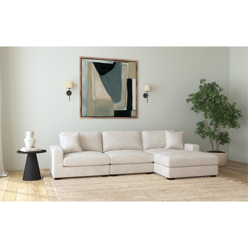 Picket House Furnishings Mesa Modular 3PC Sectional Set with RHF Chaise - Beige