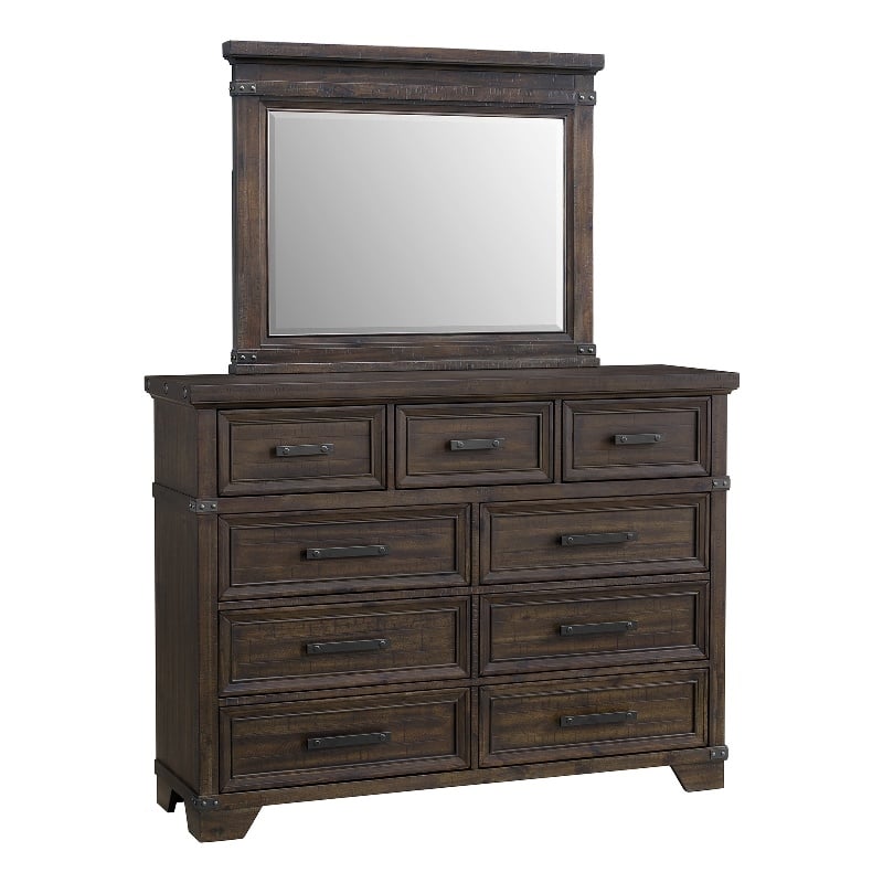 Picket House Furnishings Canyon Ridge Dresser and Mirror Set in Charcoal