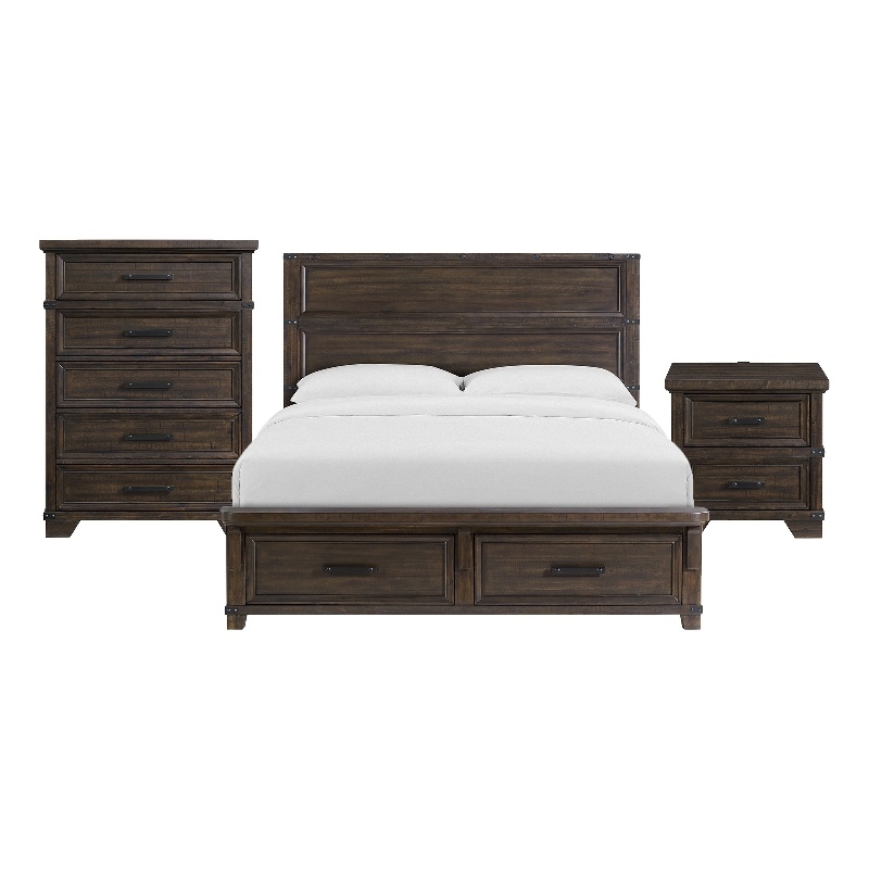 Picket House Furnishings Canyon Ridge King Storage 3PC Bedroom Set in Charcoal