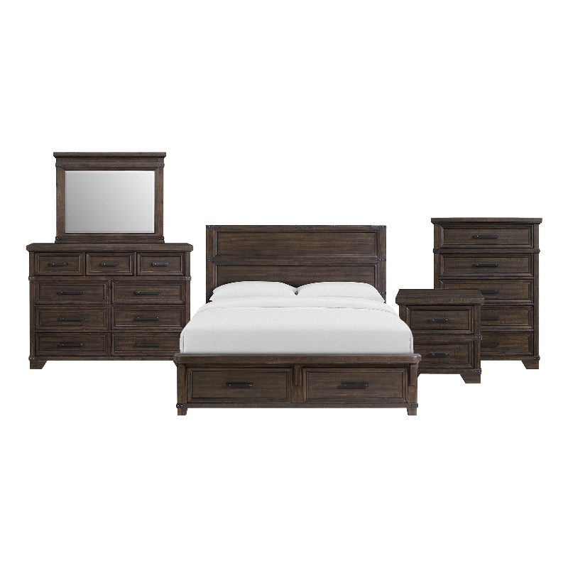 Picket House Furnishings Canyon Ridge King Storage 5PC Bedroom Set in Charcoal