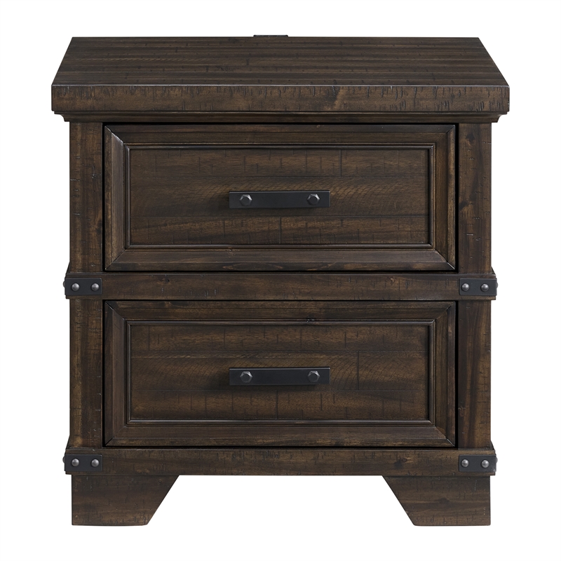 Picket House Furnishings Canyon Ridge 2-Drawer Nightstand with USB in Charcoal