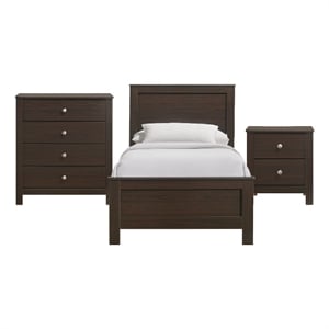 Picket House Furnishings Santino Twin Panel 3PC Bedroom Set in Espresso