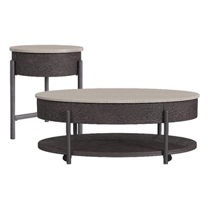 picket house furnishings reverie 2pc occasional table set in white and brown