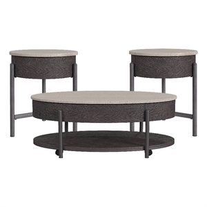 picket house furnishings reverie 3pc occasional table set in white and brown