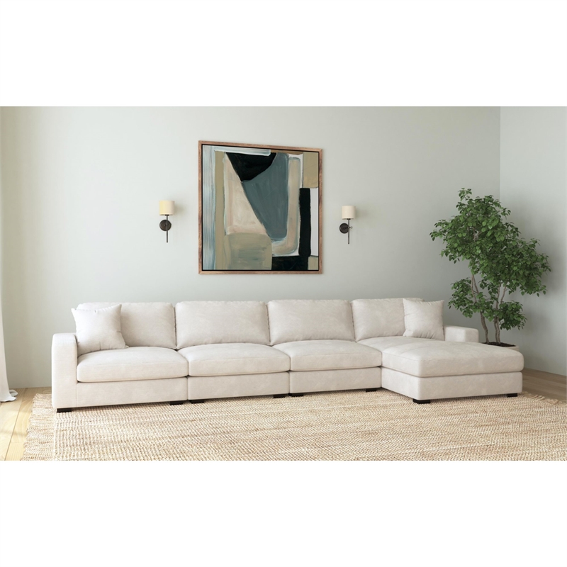 Picket House Furnishings Mesa Modular 4PC Sectional Set with RHF Chaise - Beige