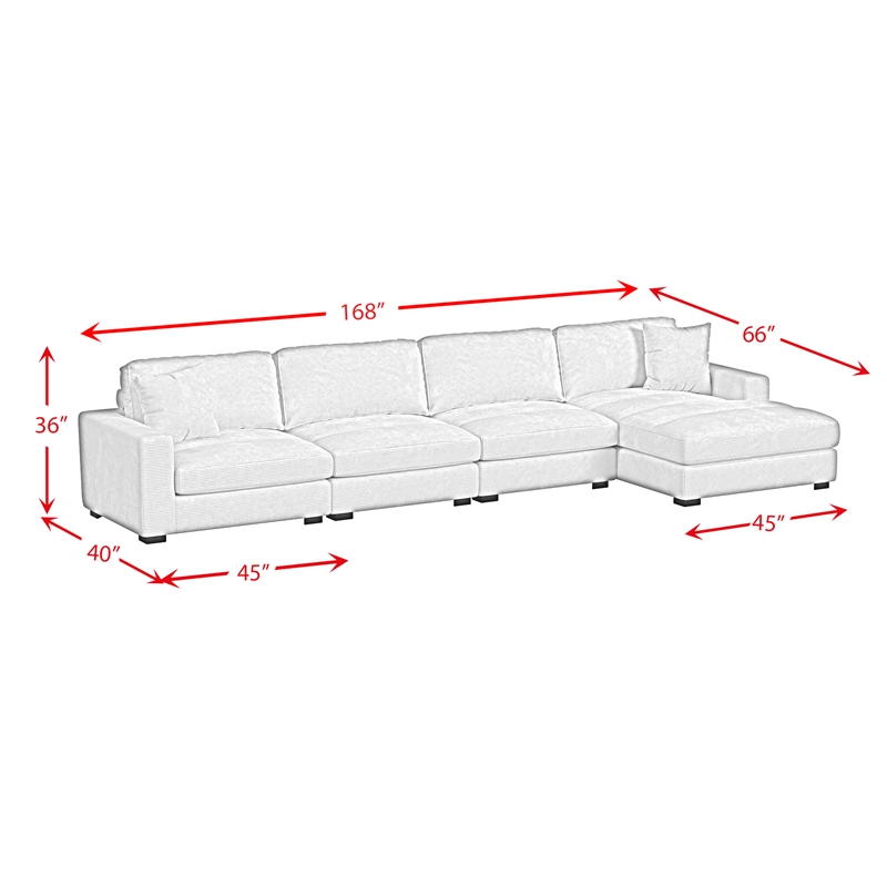 Picket House Furnishings Mesa Modular 4PC Sectional Set with RHF Chaise - Beige