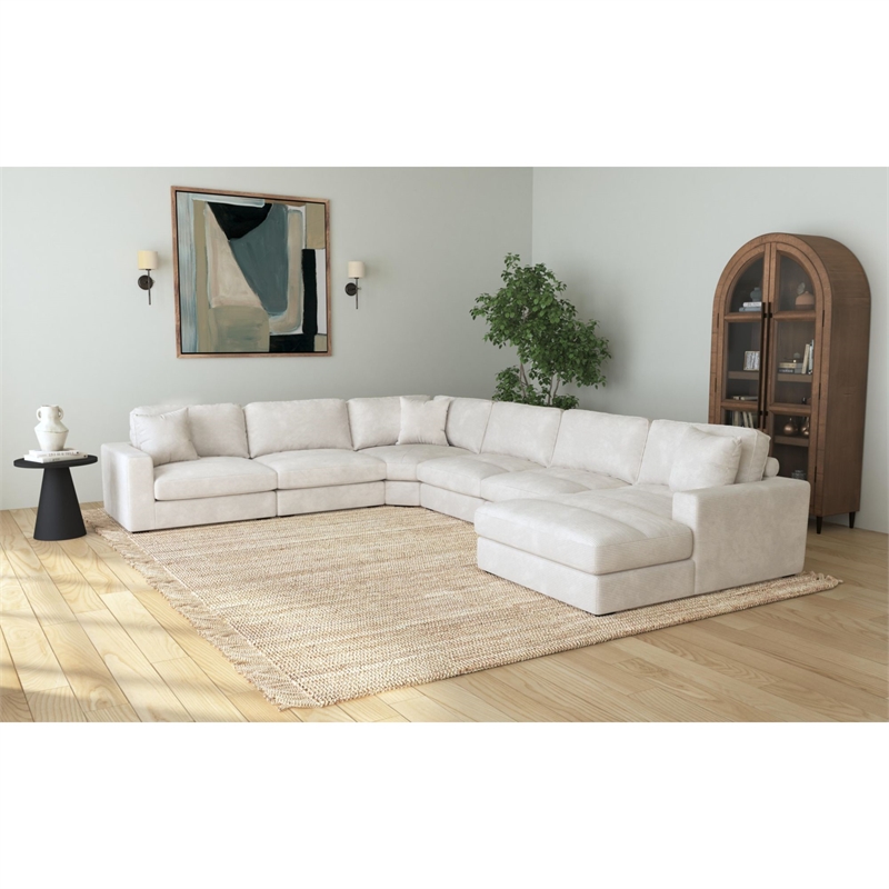 Picket House Furnishings Mesa Modular 6PC Sectional Set with RHF Chaise - Beige