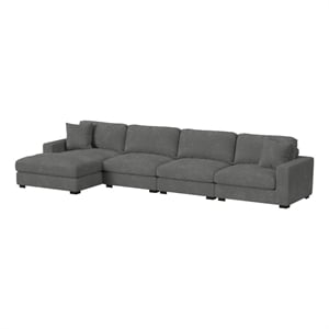 picket house furnishings mesa modular 4pc sectional set with lhf chaise-charcoal