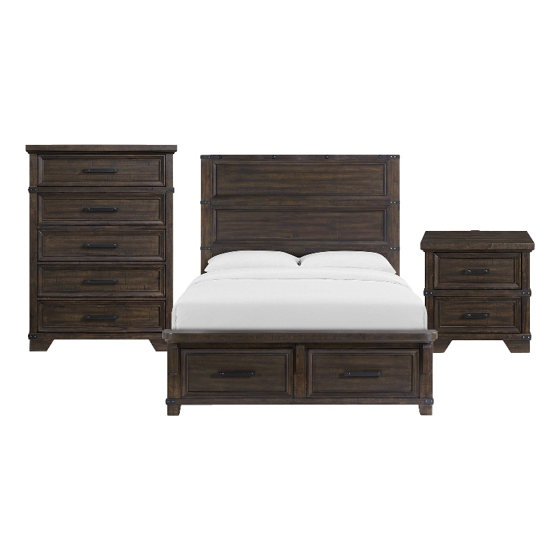 Picket House Furnishings Canyon Ridge Queen Storage 3PC Bedroom Set in Charcoal