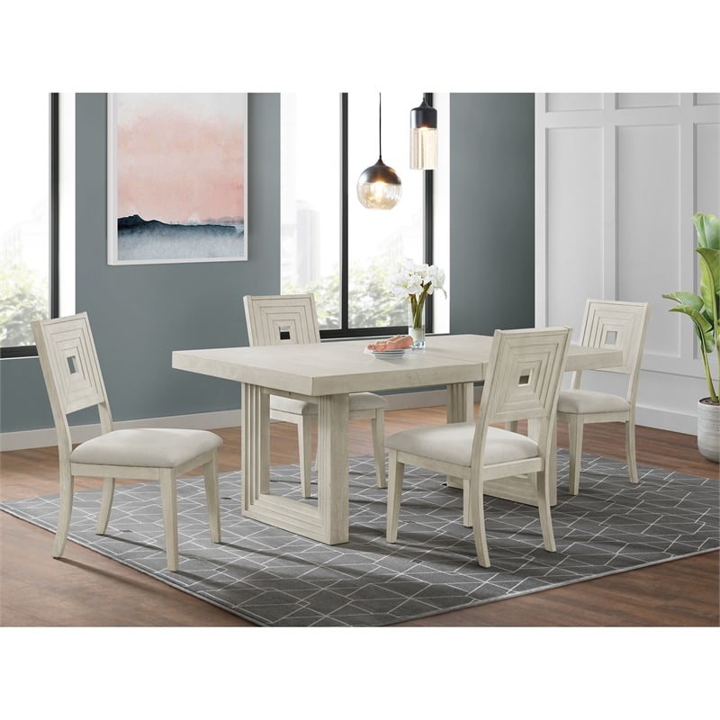 Picket House Furnishings Rhiannon 5PC Standard Height Dining Set - Antique White