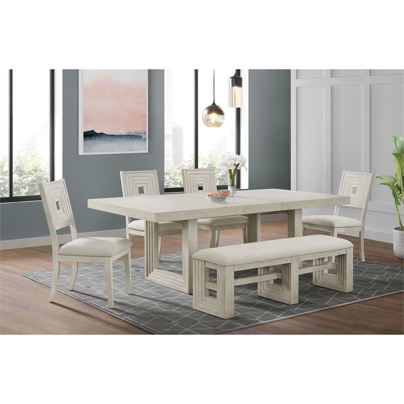 Picket House Furnishings Rhiannon 6PC Standard Height Dining Set - Antique White