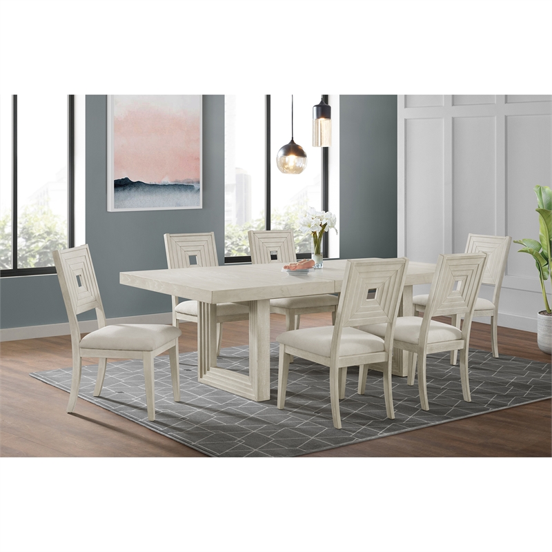 Picket House Furnishings Rhiannon 7PC Standard Height Dining Set - Antique White