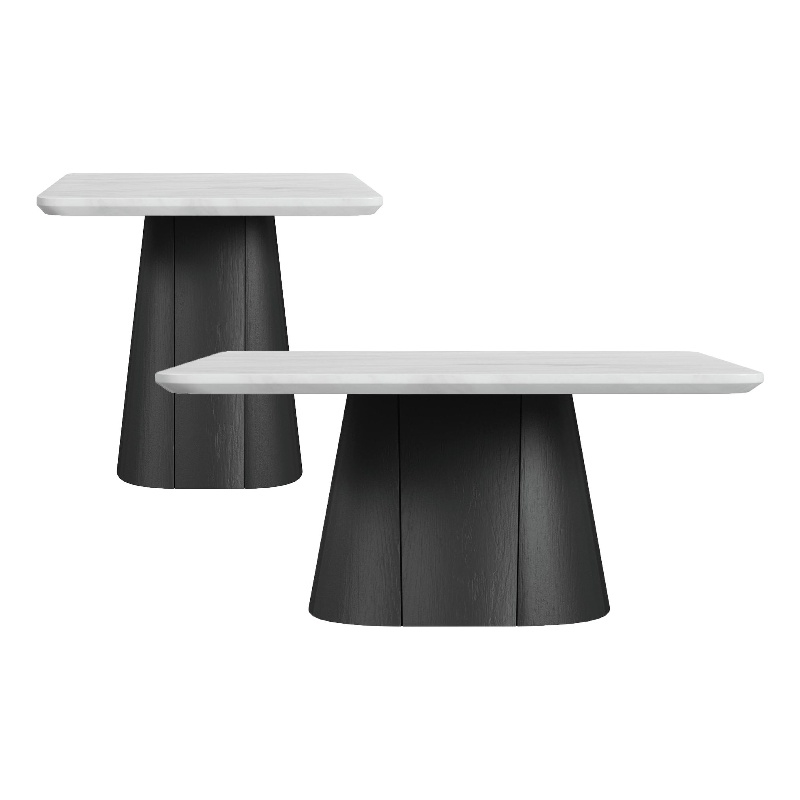 Picket House Furnishings Yuri 2PC Occasional Table Set in White and Black