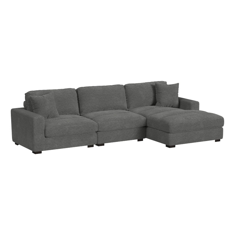 Picket House Furnishings Mesa Modular 3PC Sectional Set with RHF Chaise-Charcoal