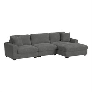 picket house furnishings mesa modular 3pc sectional set with rhf chaise-charcoal