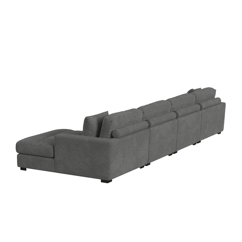 Picket House Furnishings Mesa Modular 4PC Sectional Set with RHF Chaise-Charcoal