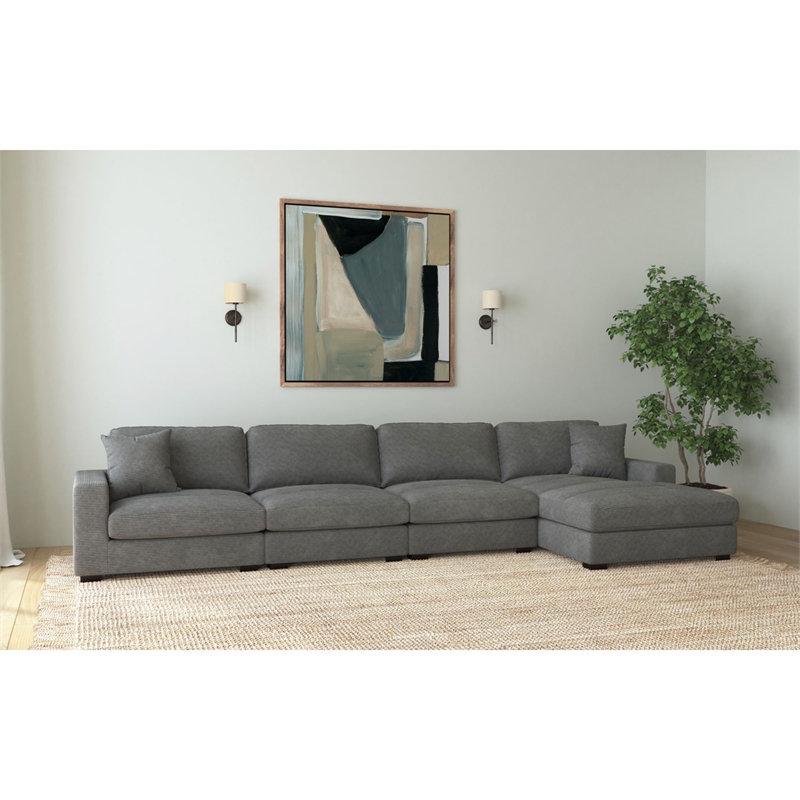Picket House Furnishings Mesa Modular 4PC Sectional Set with RHF Chaise-Charcoal
