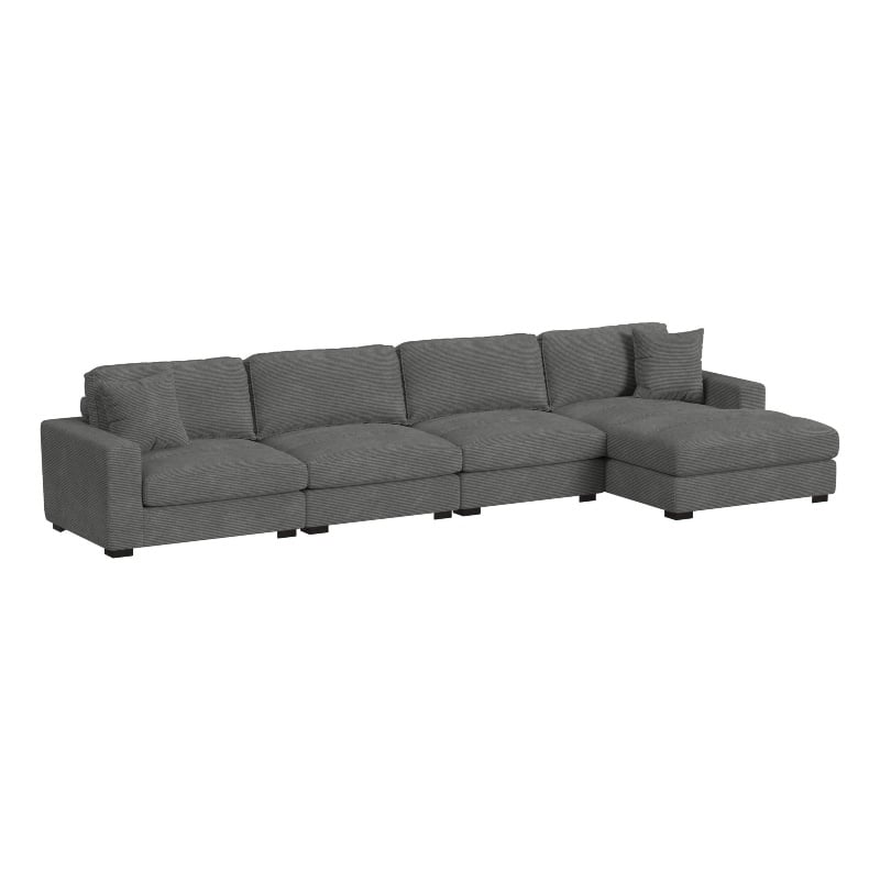 Picket House Furnishings Mesa Modular 4PC Sectional Set with RHF Chaise-Charcoal