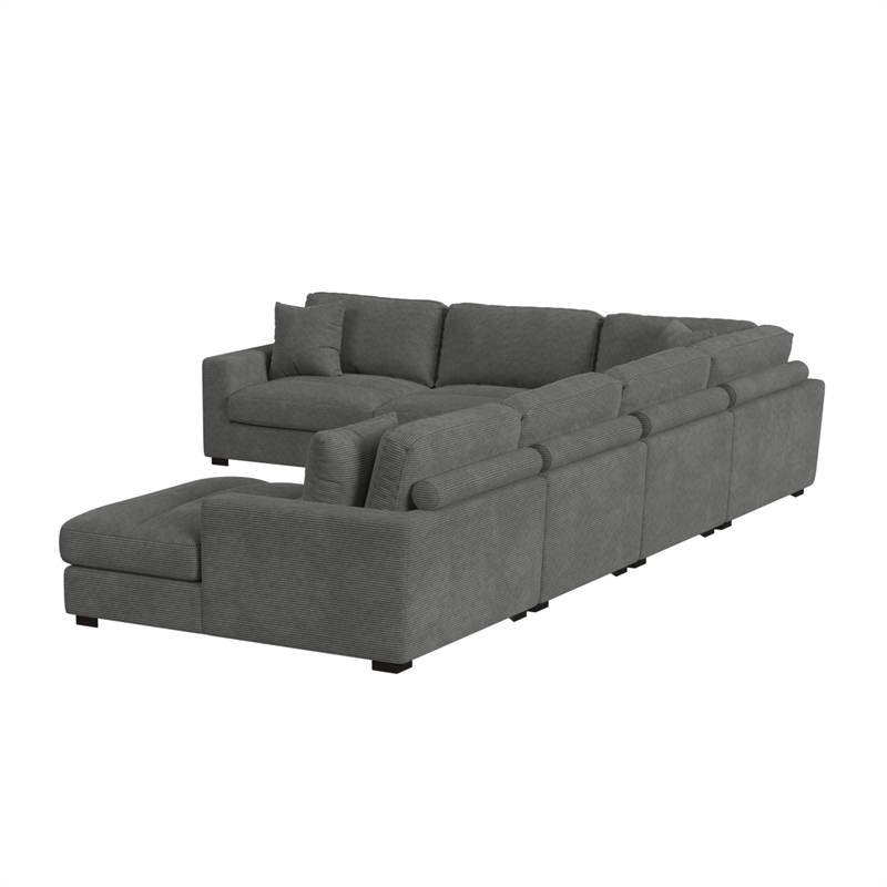 Picket House Furnishings Mesa Modular 6PC Sectional Set with RHF Chaise-Charcoal