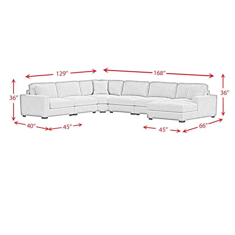 Picket House Furnishings Mesa Modular 6PC Sectional Set with RHF Chaise-Charcoal