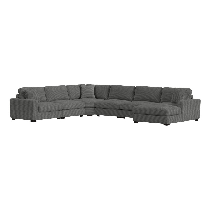Picket House Furnishings Mesa Modular 6PC Sectional Set with RHF Chaise-Charcoal