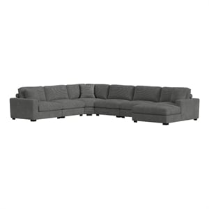 picket house furnishings mesa modular 6pc sectional set with rhf chaise-charcoal