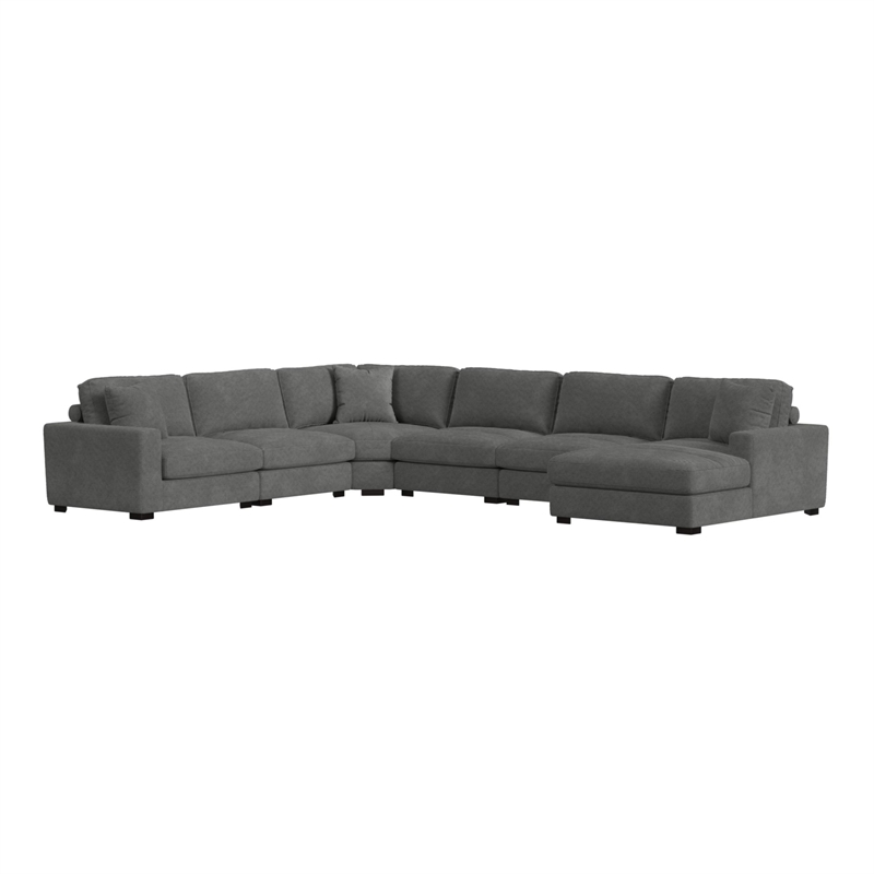 Picket House Furnishings Mesa Modular 7PC Sectional Set with RHF Chaise-Charcoal