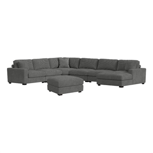 picket house furnishings mesa modular 7pc sectional set with rhf chaise-charcoal